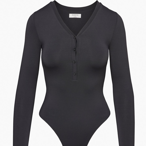 Aritzia Tops - Aritzia Babaton Contour Henley Longsleeve Bodysuit Black Size Xs